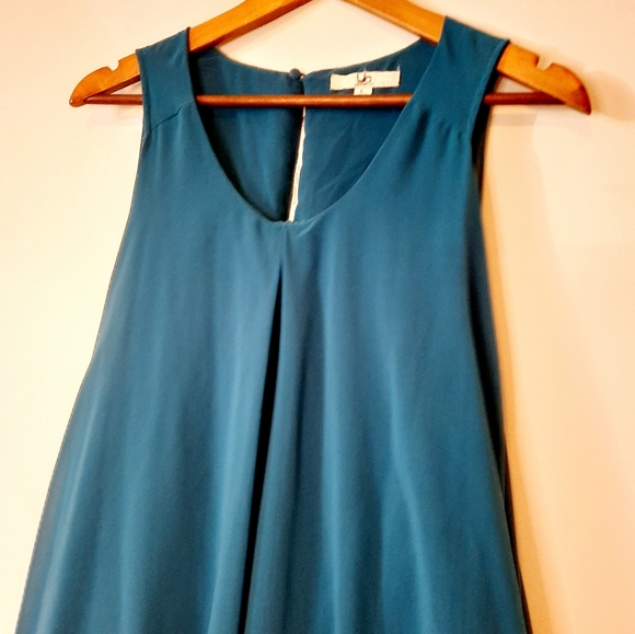 Silk Turquoise Draped Dress - Picture 7 of 9